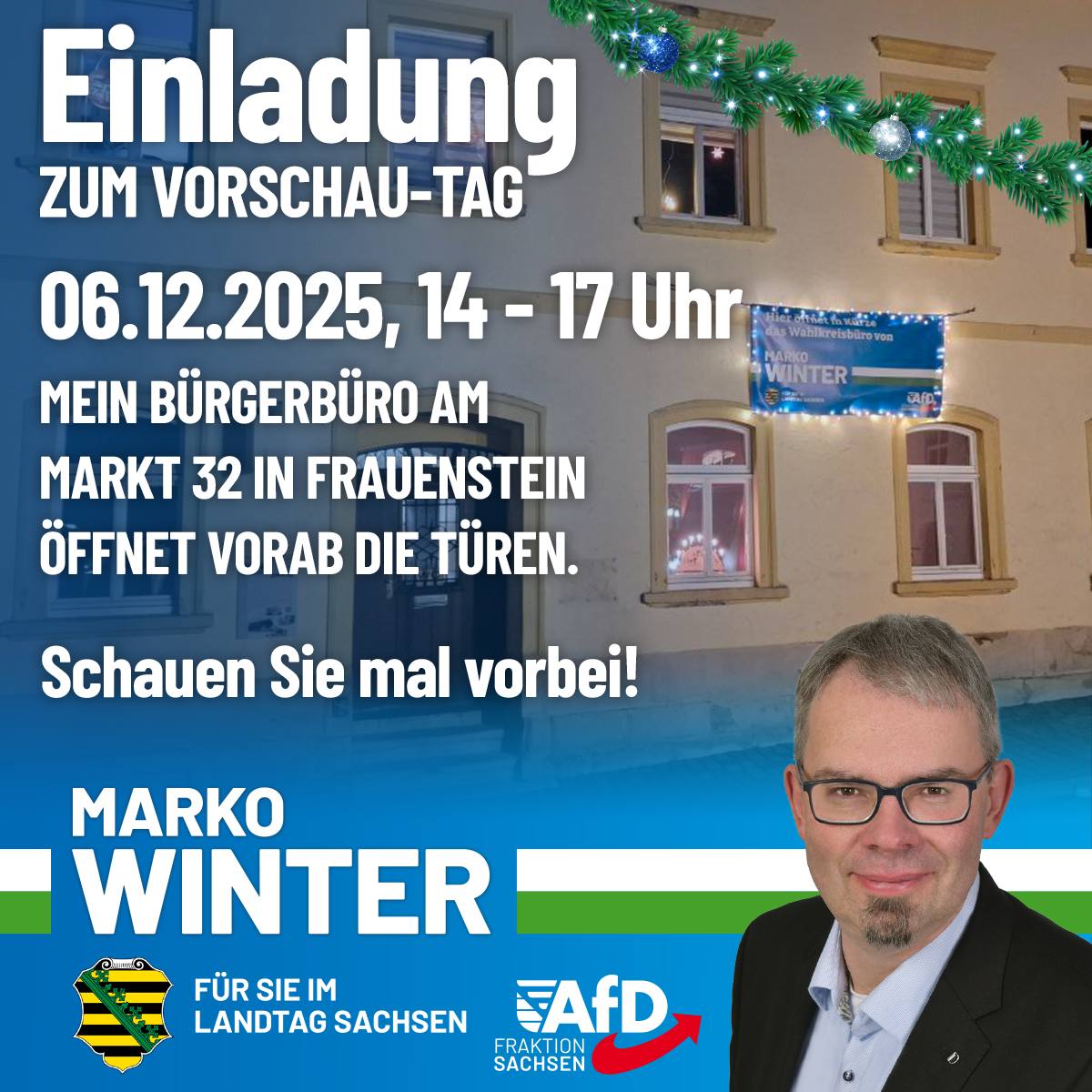 Einladung zum Vorschau-Tag in Frauenstein - 6.12. Einladung zum Vorschau-Tag in Frauenstein - 6.12.