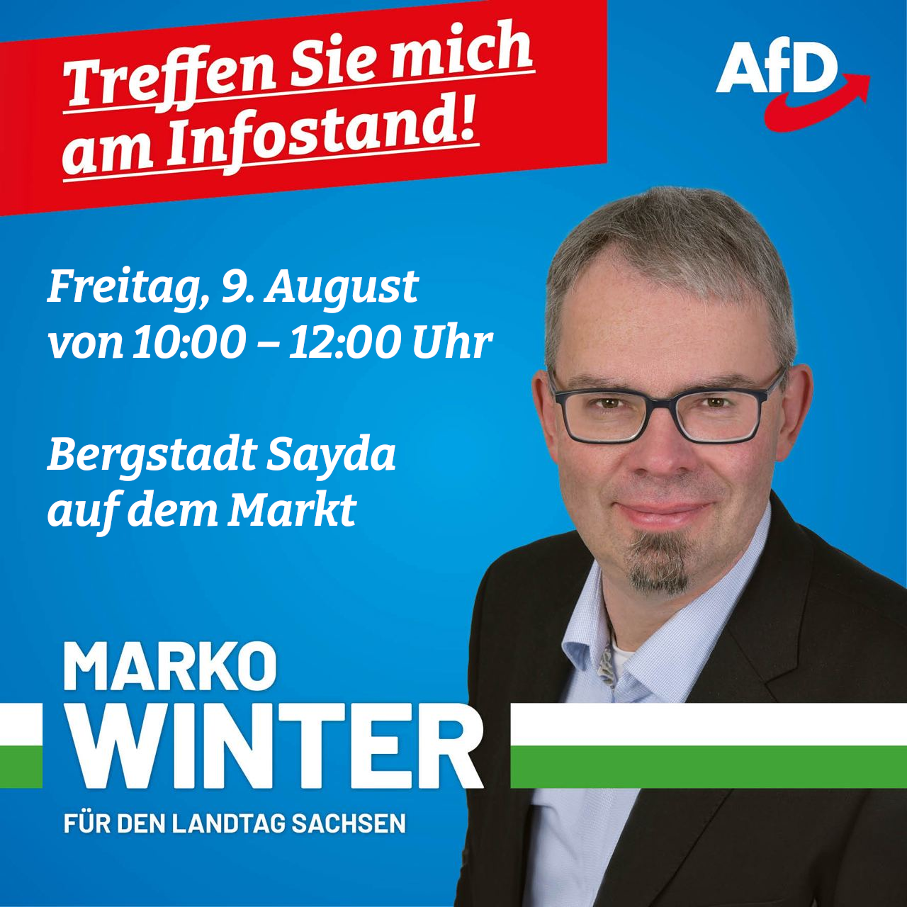 Infostand am 09.08 in Sayda auf dem Markt